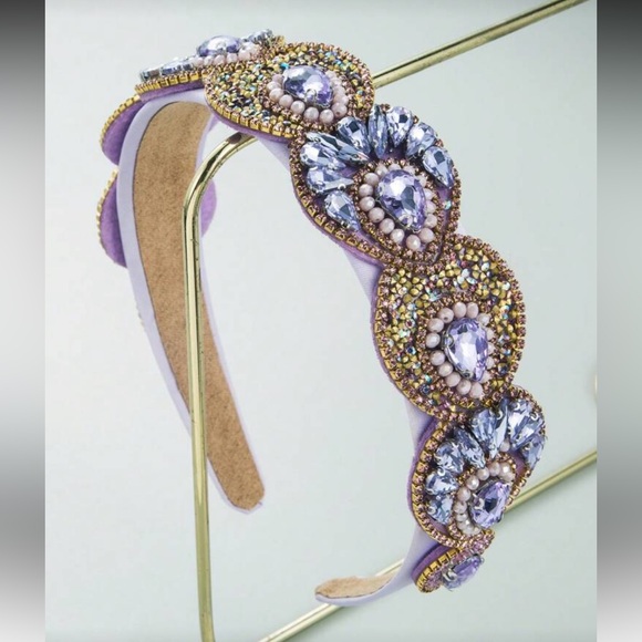 Accessories - Lavender and gold rhinestones Embellished Headband